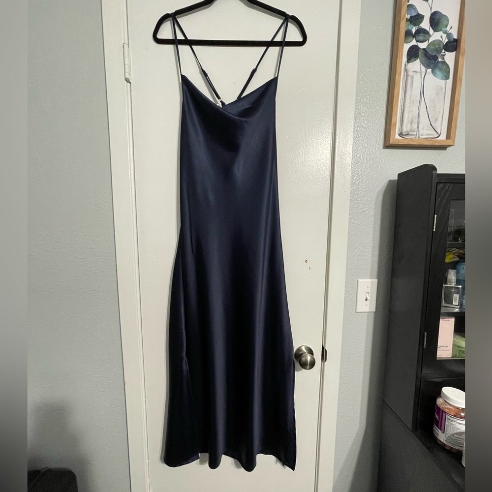 Dark Navy Satin Dress